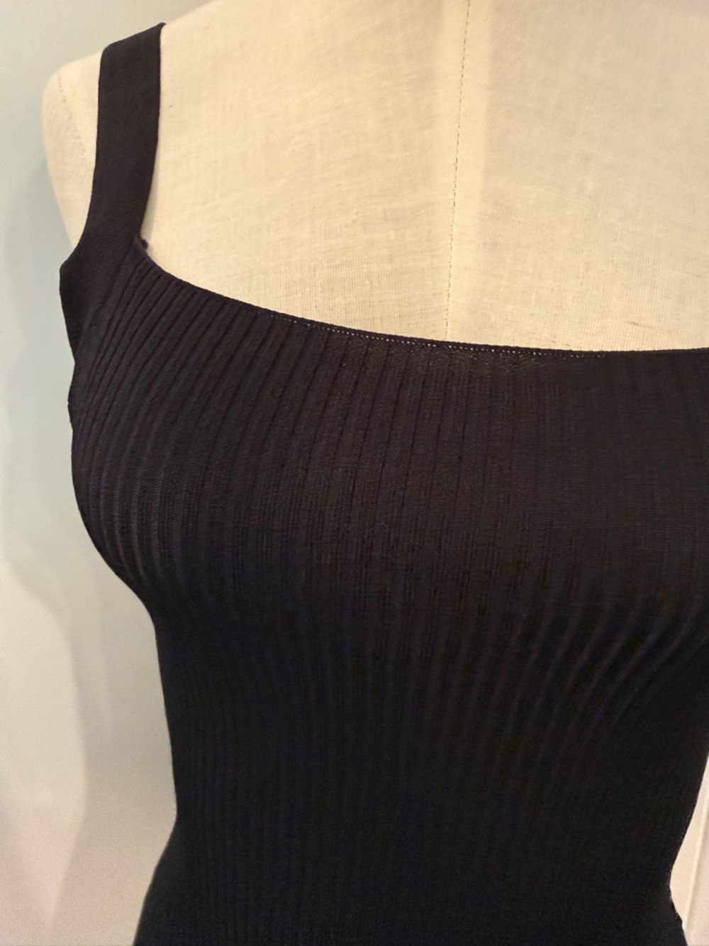 Zara Black Ribbed Square-Neck Tank size Medium - Picture 2 of 5